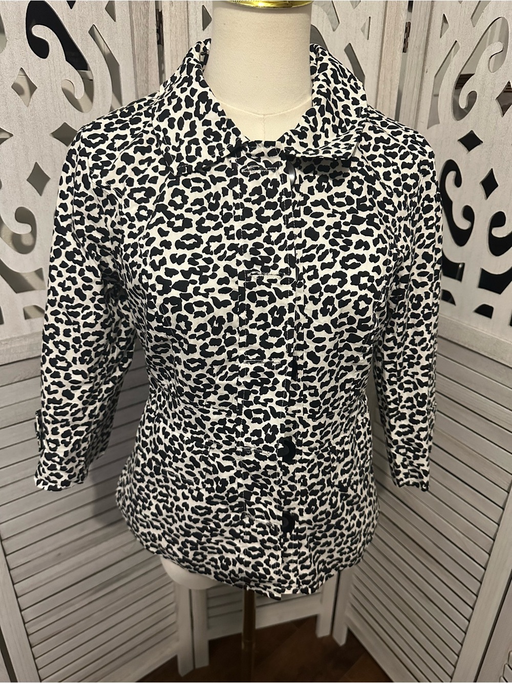 Paris Blues Black and White Leopard Print Button-Up Blazer size M